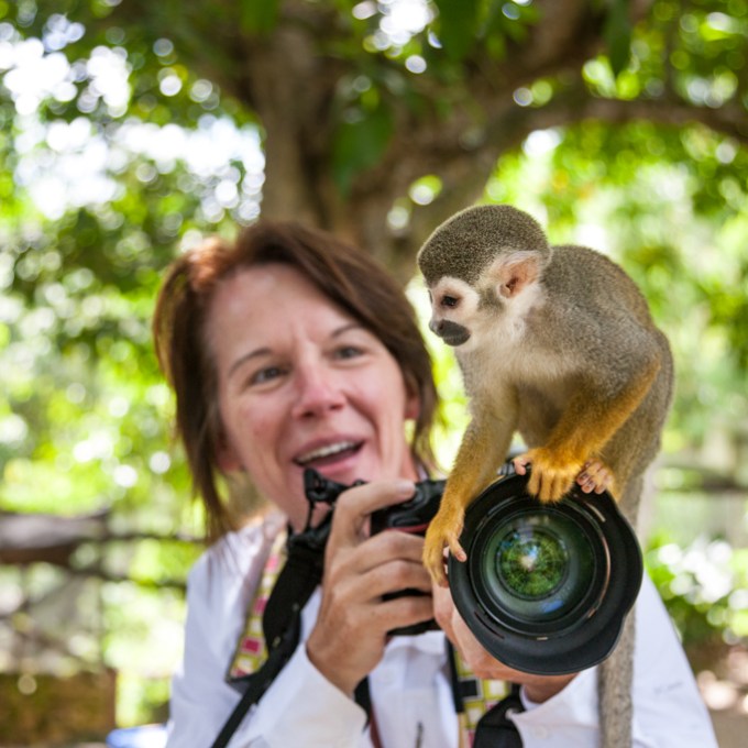a person holding a dog